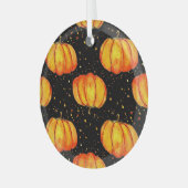 Waterverf herfstpompoenen, Halloween print Glas Ornament (Voorkant links)
