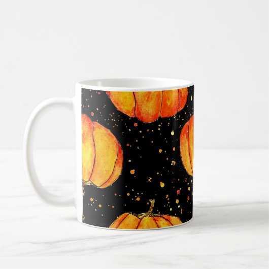 Waterverf herfstpompoenen, Halloween print Koffiemok (Links)