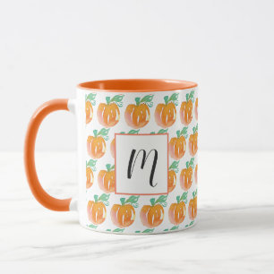 Waterverf Herfstpompoenen Oranje Initiële Naam Mok