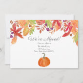 Waterverf herfstslag met pompoen nieuw adres aankondiging (Voorkant)