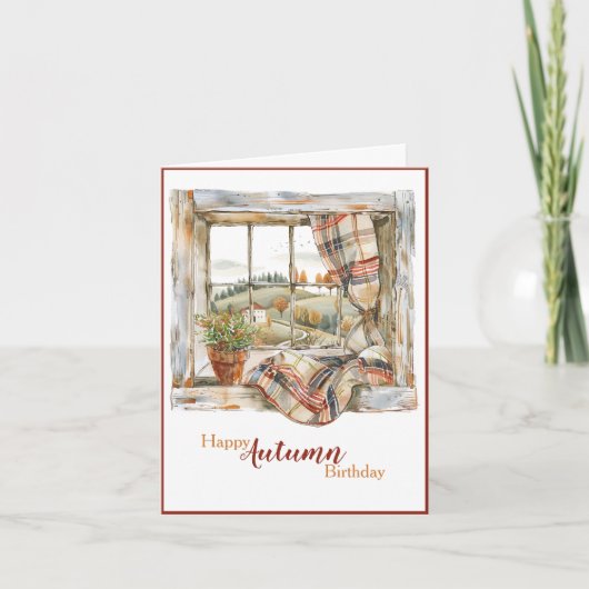 Waterverf Herfstvenster Verjaardag Kaart (Voorkant)