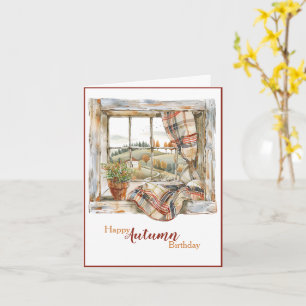 Waterverf Herfstvenster Verjaardag Kaart