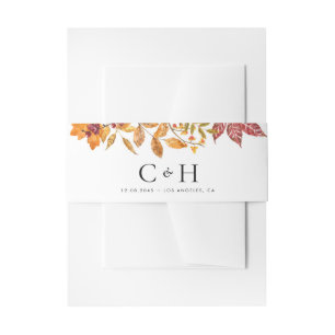 Waterverf herfstverlof Garland bruiloft monogram Uitnodigingen Wikkel