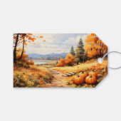 Waterverf Herfstweg Pompoen vallende bladeren Cadeaulabel (Voorkant (Horizontaal))