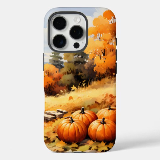 Waterverf Herfstweg Pompoen vallende bladeren Case-Mate iPhone Case (Achterkant)
