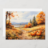Waterverf Herfstweg Pompoen vallende bladeren Feestdagenkaart (Voorkant / Achterkant)