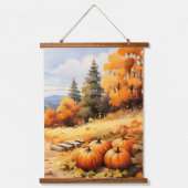 Waterverf Herfstweg Pompoen vallende bladeren Hangend Wandkleed (Voorkant)