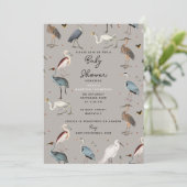 Waterverf Heron Bird Egret Natuur Baby shower Kaart (Staand voorkant)