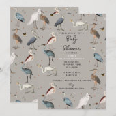 Waterverf Heron Bird Egret Natuur Baby shower Kaart (Voorkant / Achterkant)