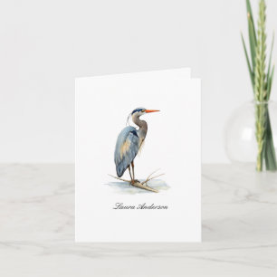 Waterverf Heron Bird Folded note card Bedankkaart