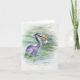 Waterverf Heron Geviste briefkaart