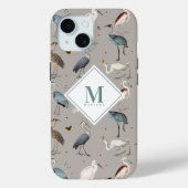 Waterverf Heron Vogel Egret Natuur Monogrammed Case-Mate iPhone Case (Achterkant)