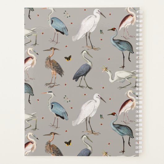 Waterverf Heron Vogel Egret Natuur Monogrammed Planner (Achterkant)