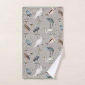 Waterverf Heron Vogel Egret Natuur Patroon Bad Handdoek (Handdoek)