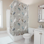 Waterverf Heron Vogel Egret Natuur Patroon Douchegordijn (In situ)