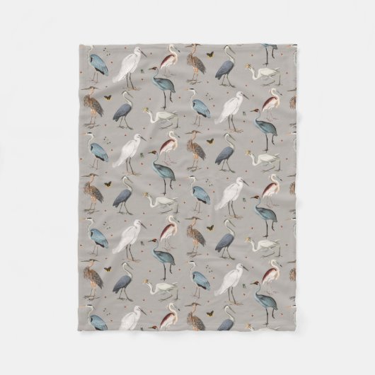 Waterverf Heron Vogel Egret Natuur Patroon Fleece Deken (Voorkant)