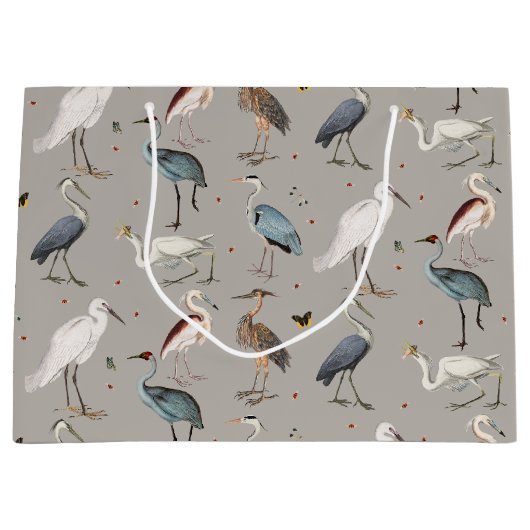 Waterverf Heron Vogel Egret Natuur Patroon Groot Cadeauzakje (Voorkant)
