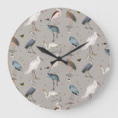 Waterverf Heron Vogel Egret Natuur Patroon Grote Klok (Voorkant)