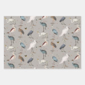 Waterverf Heron Vogel Egret Natuur Patroon Inpakpapier Vel (Voorkant 3)