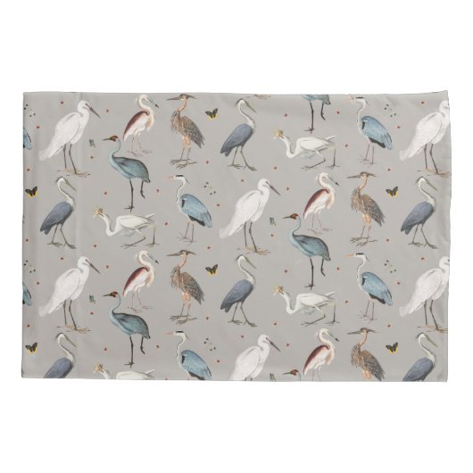 Waterverf Heron Vogel Egret Natuur Patroon Kussensloop (Achterkant-Links)