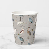 Waterverf Heron Vogel Egret Natuur Patroon Papieren Bekers (Achterkant)