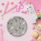 Waterverf Heron Vogel Egret Natuur Patroon Papieren Bordje (Feest)