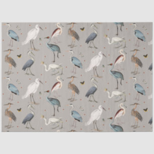 Waterverf Heron Vogel Egret Natuur Patroon Tissuepapier
