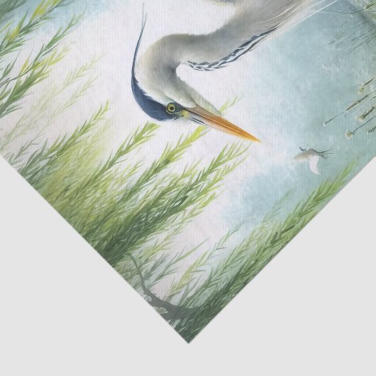 Waterverf Heron Weeping Willows Decoupage Tissuepapier (Detail)