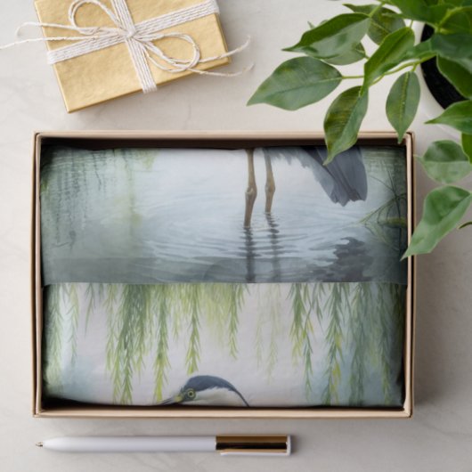 Waterverf Heron Weeping Willows Decoupage Tissuepapier (Geschenk)