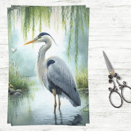 Waterverf Heron Weeping Willows Decoupage Tissuepapier