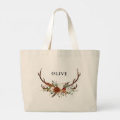 waterverf hert bloem terracotta modern elegant grote tote bag (Achterkant)