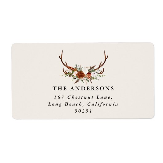 waterverf hert bloementerracotta modern elegant etiket (Voorkant)