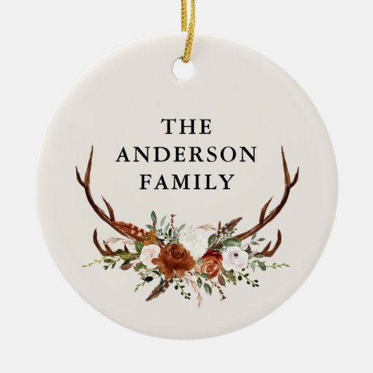 waterverf hert bloementerracotta modern elegant keramisch ornament (Voorkant)