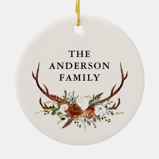 waterverf hert bloementerracotta modern elegant keramisch ornament (Achterkant)