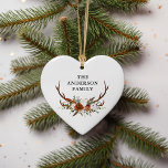waterverf hert bloementerracotta modern elegant keramisch ornament<br><div class="desc">Modern elegant traditioneel rustiek hert bloemenscript modern mooi kerstvakantie decor ornament Onderdeel van een natuurlijke,  terracotta,  zwart en salie groen elegant collectie.</div>