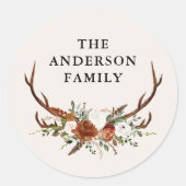 waterverf hert bloementerracotta modern elegant ronde sticker (Voorkant)