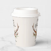 waterverf hert bloemenvrolijk kerstfeest papieren bekers (Rechts)