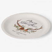 waterverf hert bloemenvrolijk kerstfeest papieren bordje (Gekanteld)