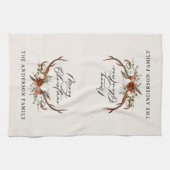 waterverf hert bloemenvrolijk kerstfeest theedoek (Horizontaal)