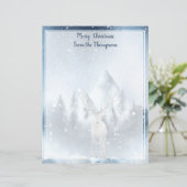 Waterverf hert en sneeuw kerst (Staand voorkant)