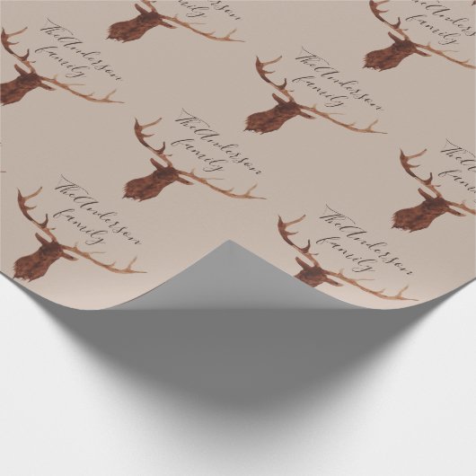 Waterverf hert en winterblad cadeaupapier (Hoek)