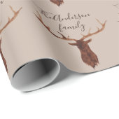 Waterverf hert en winterblad cadeaupapier (Rol Hoek)