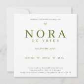 Waterverf Hert Monogram N Geboortekaartje Kaart (Achterkant)