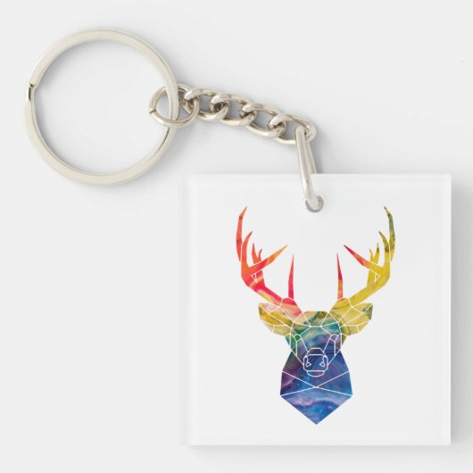 Waterverf hert sleutelhanger (voorkant)