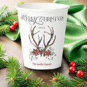 Waterverf hert Vrolijk Kerstfeest Botanisch Papieren Bekers