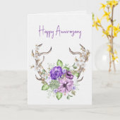 Waterverf Herten Antler Boeket Jubileum Kaart (Gele Bloem)