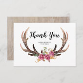 Waterverf Herten Antlers Boheemse land bruiloft Bedankkaart (Voorkant / Achterkant)