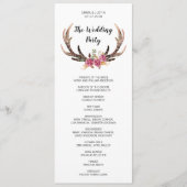 Waterverf Herten Antlers Boheemse land bruiloft Programmakaart (Voorkant)