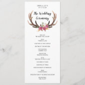 Waterverf Herten Antlers Boheemse land bruiloft Programmakaart (Achterkant)