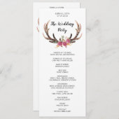 Waterverf Herten Antlers Boheemse land bruiloft Programmakaart (Voorkant / Achterkant)